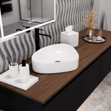 HD Ona White 50 cm széles pultra ültethető hófehér porcelán mosdótál