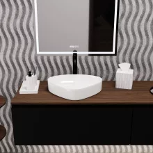 HD Ona White 50 cm széles pultra ültethető hófehér porcelán mosdótál