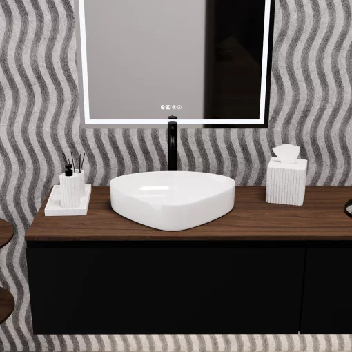 HD Ona White 50 cm széles pultra ültethető hófehér porcelán mosdótál