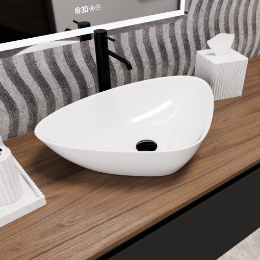 HD Ona White 60 cm széles pultra ültethető hófehér porcelán mosdótál