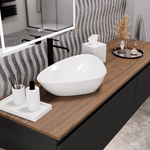 HD Ona White 60 cm széles pultra ültethető hófehér porcelán mosdótál