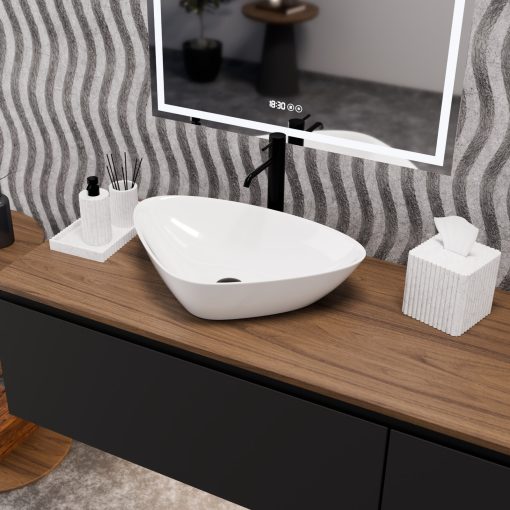 HD Ona White 60 cm széles pultra ültethető hófehér porcelán mosdótál