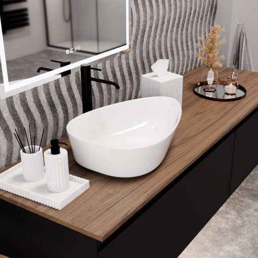 HD Ofelie White 55 cm széles pultra ültethető hófehér porcelán mosdótál