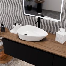 HD Ofelie White 55 cm széles pultra ültethető hófehér porcelán mosdótál