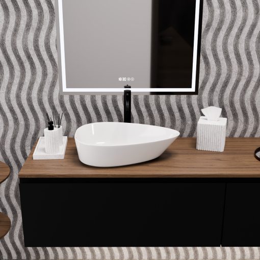 HD Ofelie White 55 cm széles pultra ültethető hófehér porcelán mosdótál