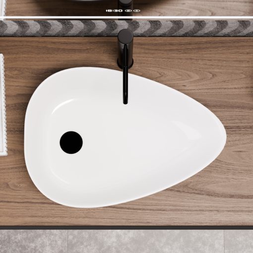 HD Ofelie White 55 cm széles pultra ültethető hófehér porcelán mosdótál