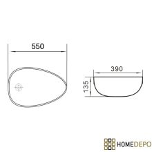 HD Ofelie White 55 cm széles pultra ültethető hófehér porcelán mosdótál