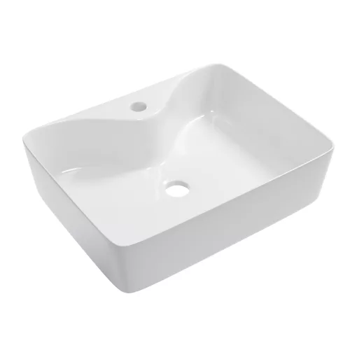 HD Goya White 48 cm széles pultra ültethető hófehér porcelán mosdótál
