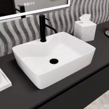 HD Goya White 48 cm széles pultra ültethető hófehér porcelán mosdótál