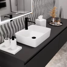 HD Goya White 48 cm széles pultra ültethető hófehér porcelán mosdótál