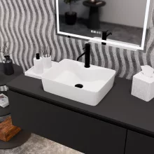 HD Goya White 48 cm széles pultra ültethető hófehér porcelán mosdótál
