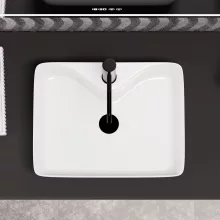 HD Goya White 48 cm széles pultra ültethető hófehér porcelán mosdótál
