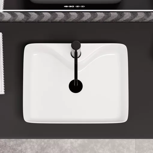 HD Goya White 48 cm széles pultra ültethető hófehér porcelán mosdótál