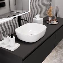 HD Freya White 50 cm széles pultra ültethető hófehér porcelán mosdótál