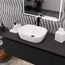 HD Freya White 50 cm széles pultra ültethető hófehér porcelán mosdótál