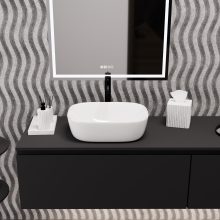 HD Freya White 50 cm széles pultra ültethető hófehér porcelán mosdótál