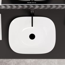 HD Freya White 50 cm széles pultra ültethető hófehér porcelán mosdótál