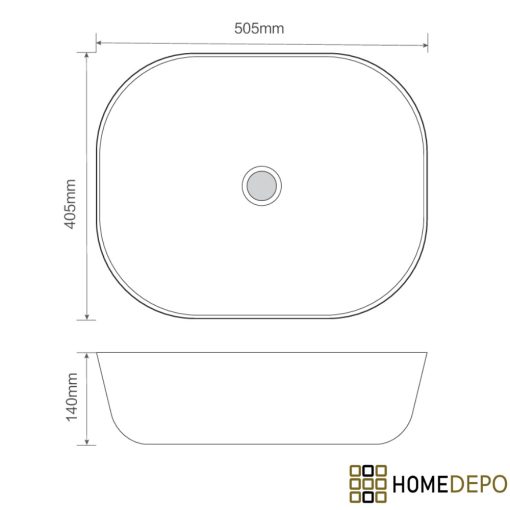 HD Freya White 50 cm széles pultra ültethető hófehér porcelán mosdótál