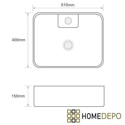 HD Bella 51 cm széles pultra ültethető hófehér porcelán mosdó