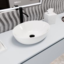 HD Pasana White 50 cm széles pultra ültethető hófehér porcelán mosdótál