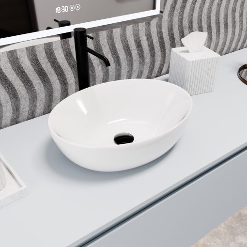 HD Pasana White 50 cm széles pultra ültethető hófehér porcelán mosdótál