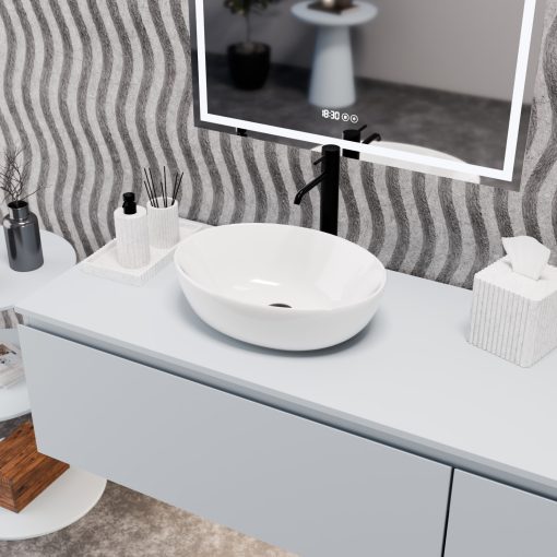 HD Pasana White 50 cm széles pultra ültethető hófehér porcelán mosdótál