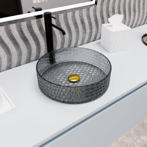 HD Aura Dark 39 cm széles pultra ültethető sötétített üveg mosdótál