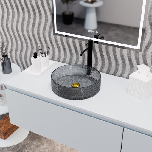 HD Aura Dark 39 cm széles pultra ültethető sötétített üveg mosdótál