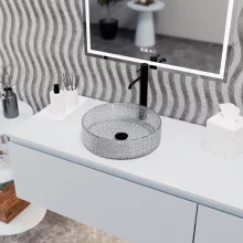 HD Aura Transparent 39 cm széles pultra ültethető átlátszó üveg mosdótál