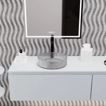 HD Aura Transparent 39 cm széles pultra ültethető átlátszó üveg mosdótál