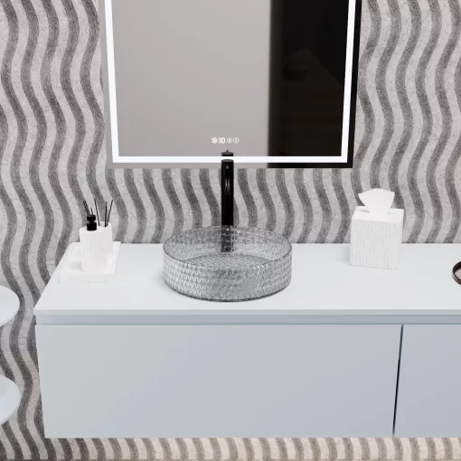 HD Aura Transparent 39 cm széles pultra ültethető átlátszó üveg mosdótál