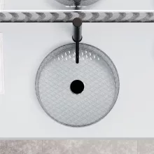 HD Aura Transparent 39 cm széles pultra ültethető átlátszó üveg mosdótál