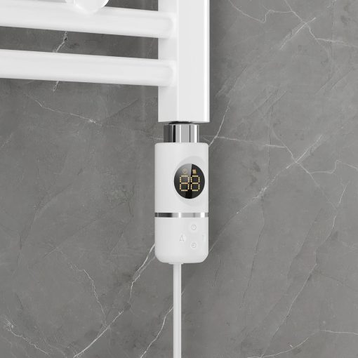 HD Thermo-X1 White 400W elektromos fűtőpatron törölközőszárító radiátorhoz digitális hőfokszabályozóval, fényes fehér
