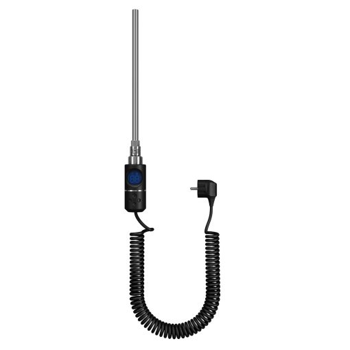 HD Thermo-X1 Black 600W elektromos fűtőpatron törölközőszárító radiátorhoz digitális hőfokszabályozóval, matt fekete