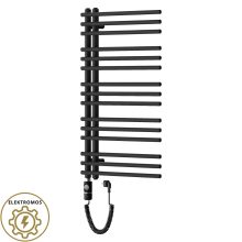 HD Triton Black 1000x500 mm elektromos design törölközőszárító radiátor 400W-os fűtőpatronnal, matt fekete