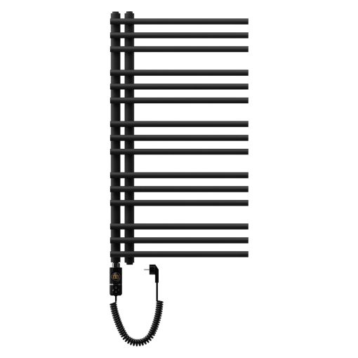 HD Triton Black 1000x500 mm elektromos design törölközőszárító radiátor 400W-os fűtőpatronnal, matt fekete