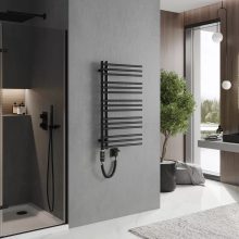 HD Triton Black 1000x500 mm elektromos design törölközőszárító radiátor 400W-os fűtőpatronnal, matt fekete