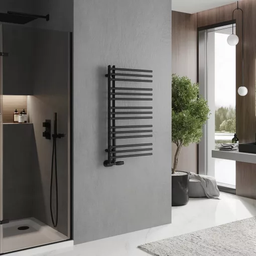 HD Triton Black 1000x500 mm design törölközőszárító radiátor, matt fekete