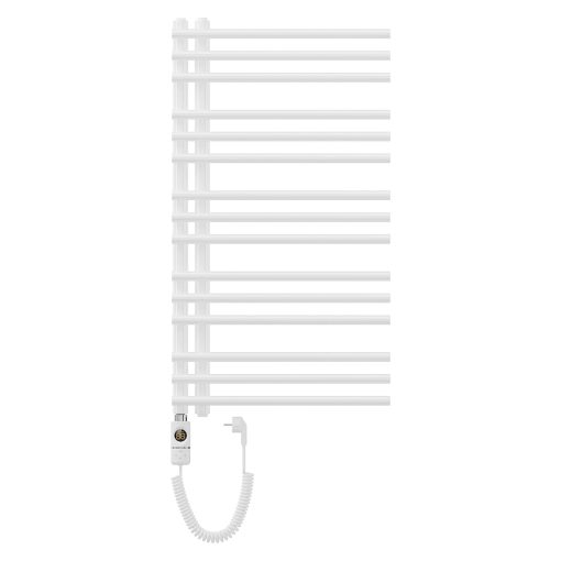 HD Triton White 1000x500 mm elektromos design törölközőszárító radiátor 400W-os fűtőpatronnal, fényes fehér