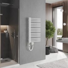 HD Triton White 1000x500 mm elektromos design törölközőszárító radiátor 400W-os fűtőpatronnal, fényes fehér