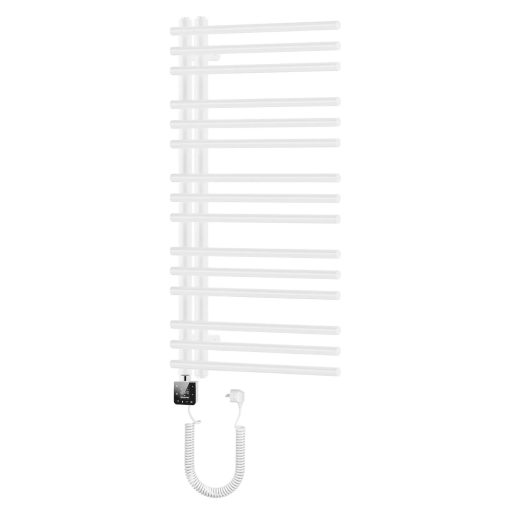 HD Triton White 1000x500 mm smart elektromos design törölközőszárító radiátor 400W-os wifi-s fűtőpatronnal, fényes fehér