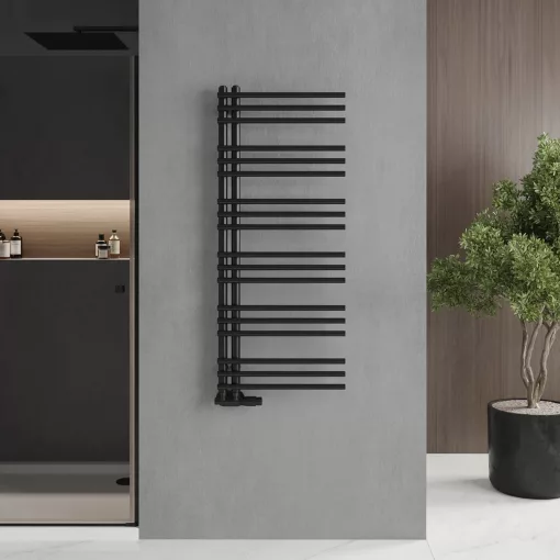 HD Triton Black 1200x500 mm design törölközőszárító radiátor, matt fekete