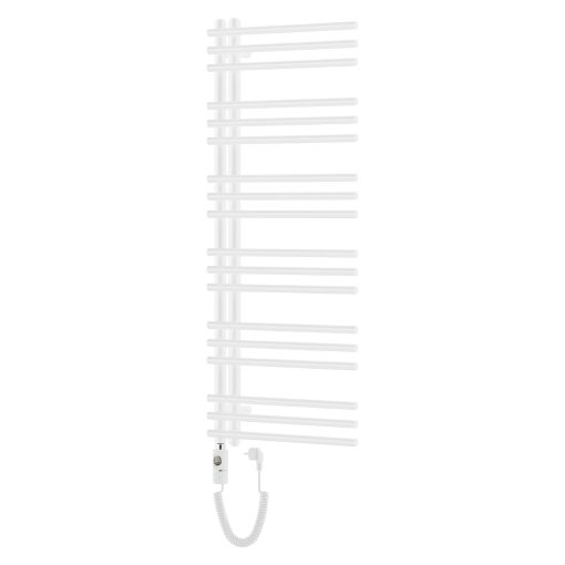 HD Triton White 1200x500 mm elektromos design törölközőszárító radiátor 400W-os fűtőpatronnal, fényes fehér