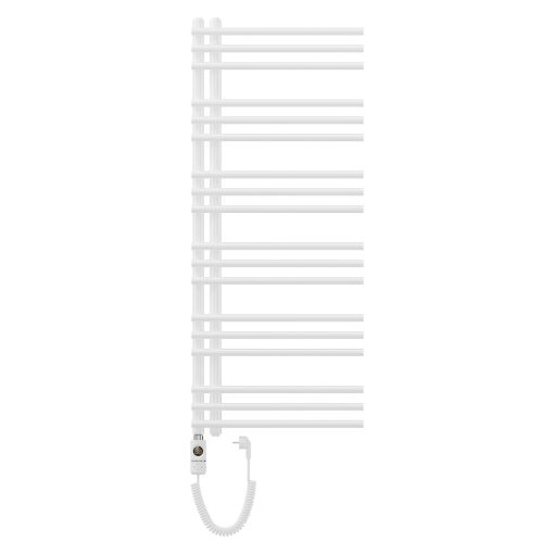 HD Triton White 1200x500 mm elektromos design törölközőszárító radiátor 400W-os fűtőpatronnal, fényes fehér