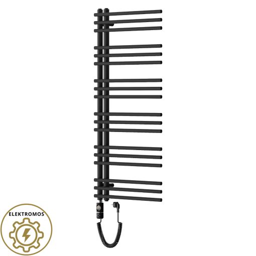 HD Triton Black 1200x600 mm elektromos design törölközőszárító radiátor 400W-os fűtőpatronnal, matt fekete