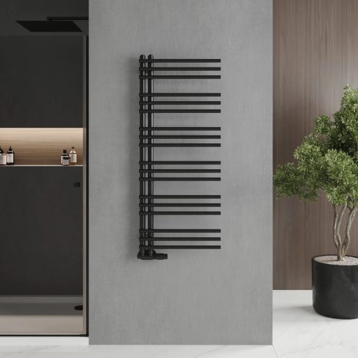 HD Triton Black 1200x600 mm design törölközőszárító radiátor, matt fekete