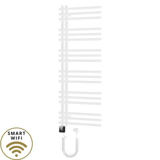 HD Triton White 1200x600 mm smart elektromos design törölközőszárító radiátor 400W-os wifi-s fűtőpatronnal, fényes fehér