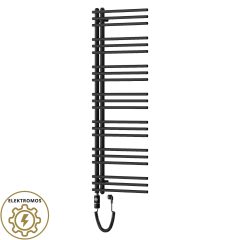   HD Triton Black 1400x500 mm elektromos design törölközőszárító radiátor 400W-os fűtőpatronnal, matt fekete