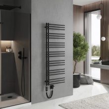 HD Triton Black 1400x500 mm elektromos design törölközőszárító radiátor 400W-os fűtőpatronnal, matt fekete