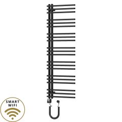   HD Triton Black 1400x500 mm smart elektromos design törölközőszárító radiátor 400W-os wifi-s fűtőpatronnal, matt fekete